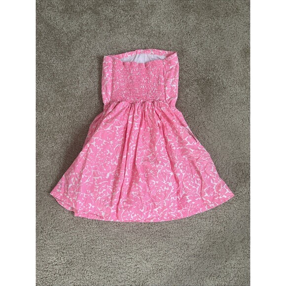 Lilly Pulitzer Chandie Mini Dress Womens Size S Cosmo Pink Strapless Smocked - Picture 3 of 5